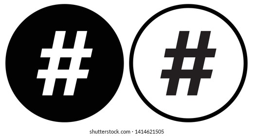 Hashtag icon. Black. Vector illustration