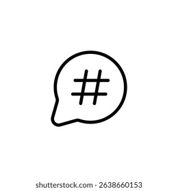 Hashtag icon. Black vector illustration.