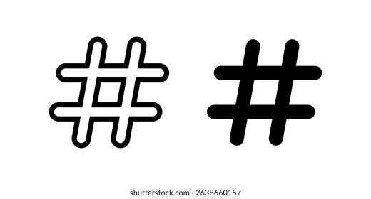 Hashtag icon. Black vector illustration.