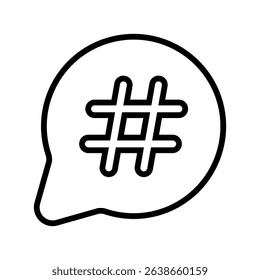 Hashtag icon. Black vector illustration.
