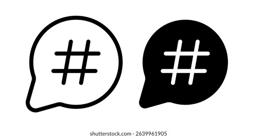Hashtag icon. Black vector illustration.