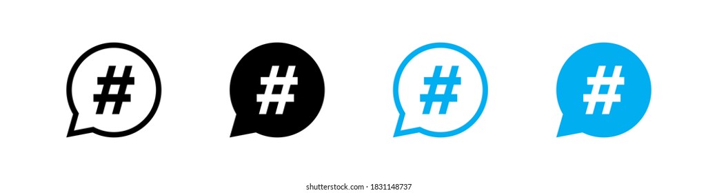 Hashtag icon in bubble, flat style. Social media vector illustration