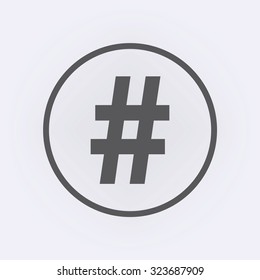 Hashtag icon in circle . Vector illustration