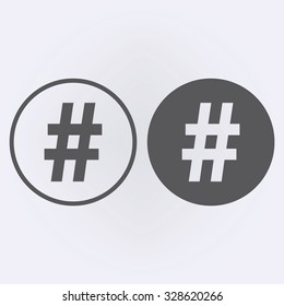 Hashtag icon in circle . Vector illustration