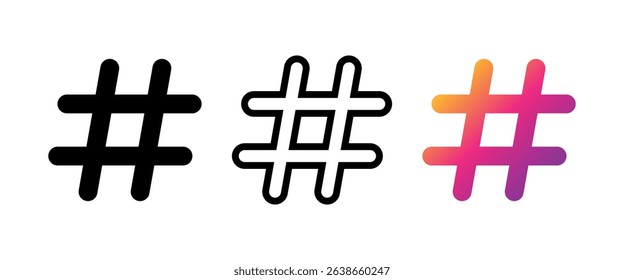 Hashtag icon. Colorde vector illustration.