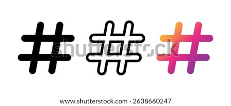 Hashtag icon. Colorde vector illustration.