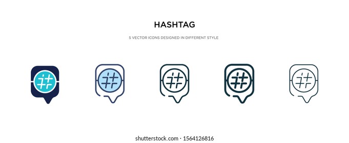 hashtag icon in different style vector illustration. two colored and black hashtag vector icons designed in filled, outline, line and stroke style can be used for web, mobile, ui