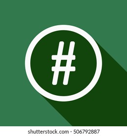 Hashtag icon. Flat design.