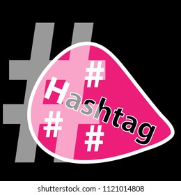 Hashtag icon isolated on black background. Vector illustration.
