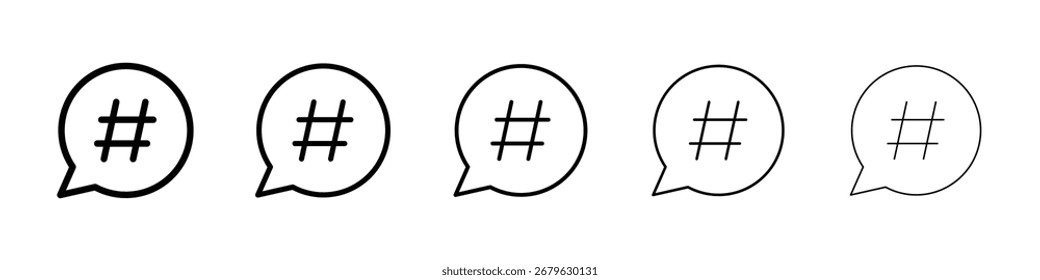 Hashtag icon logo in stroke lines collection