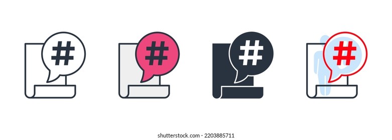 hashtag icon logo vector illustration. hashtag on bubble chat in document symbol template for graphic and web design collection