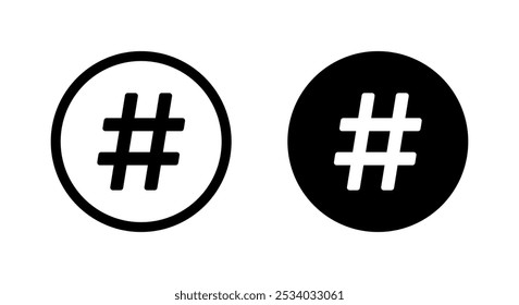 Hashtag icon on black circle. Social media element post