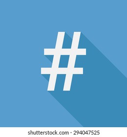 Hashtag icon on light blue background