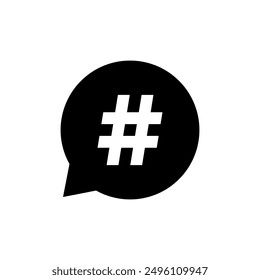 Hashtag icon on speech bubble. Social media element