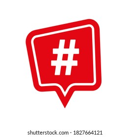 Hashtag-Symbol auf weißem Hintergrund