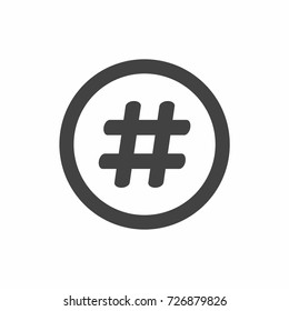 Hashtag icon on white background hashtag sign