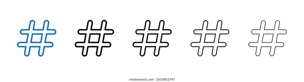 Hashtag icon Outline vector logo for web ui