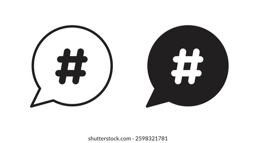 Hashtag icon outlined icon vector collection.