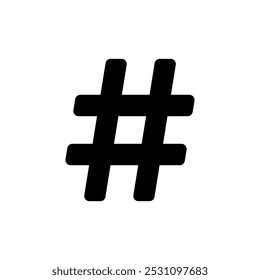 Hashtag icon in rounded corner. Social media element