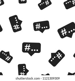 Hashtag icon seamless pattern background. Business concept vector illustration. Social media marketing symbol pattern.
