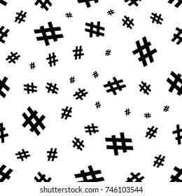 Hashtag icon seamless pattern. Hashtag random seamless pattern