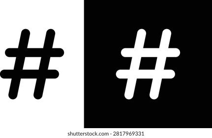 Hashtag icon set. Hash key design. pound and social media topic tag symbol.  design in black and white backgrounds