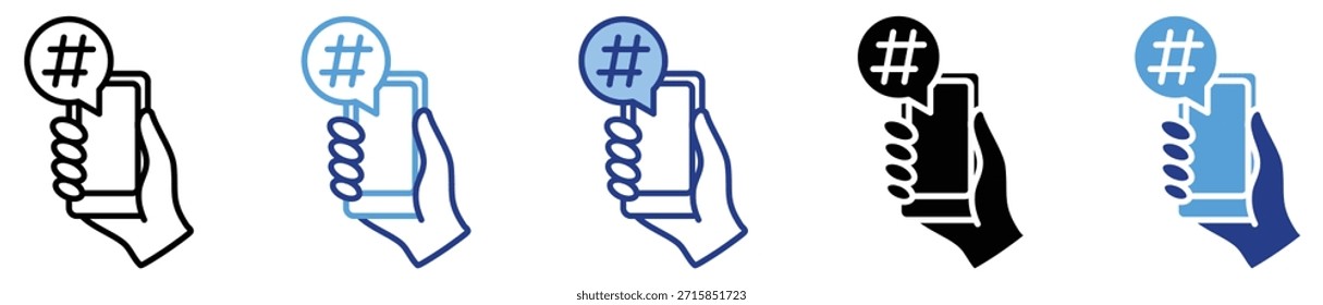Hashtag-Symbol in Sammlung mit mehreren Stilen festgelegt