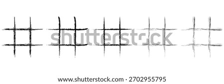 Hashtag icon set. Hashtag sign and symbol. Hashtag-icon seo search engine optimization icon. Hashtag icon set for web and mobile. Hashtag icon collection. Hand drawn brush stroke dirty art hashtag-set