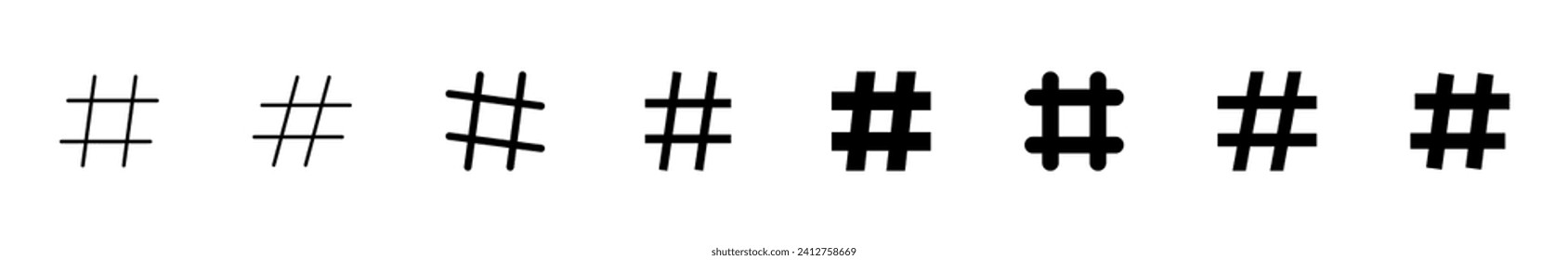 Hashtag icon set. hashtag symbol