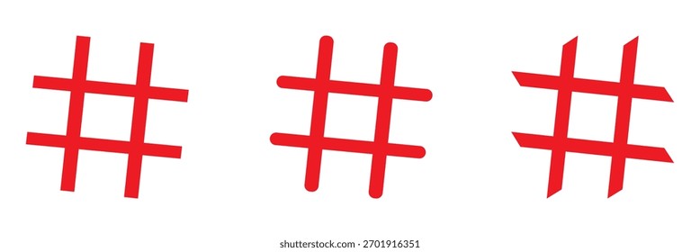 Hashtag icon set. hashtag symbol. Flat vector on a white background, hashtag icon in design for the internet.