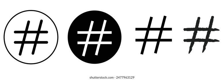 Hashtag icon set. hashtag symbol on white background .Vector Illustration.