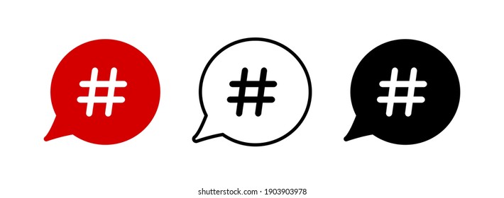Hashtag icon set. Hashtag symbol. Social Media icon. Vector illustration