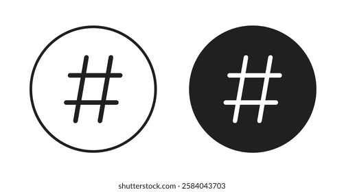 Hashtag icon set in thin line. vector illustrations for web