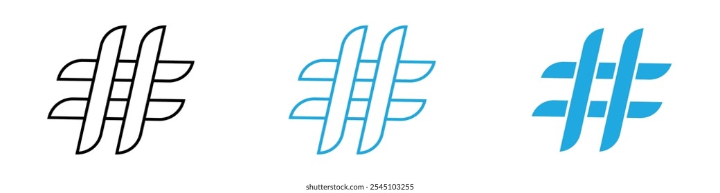 Hashtag Icon Set Ilustración vectorial en negro