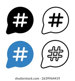Hashtag icon set. Vector illustration.