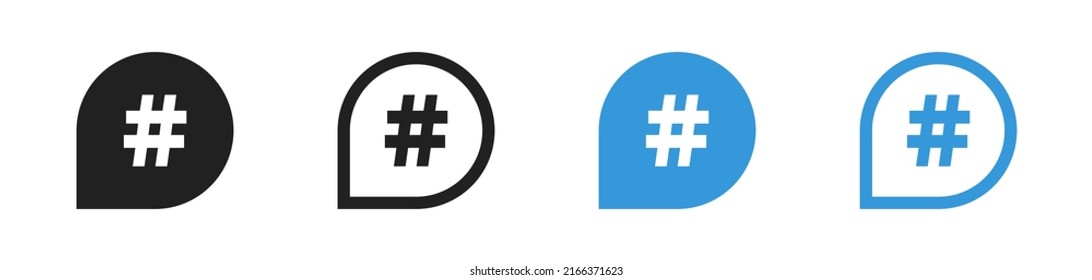 Hashtag icon set. Vector isolated illustration. Social media hashtag symbol. Hashtag sing. 