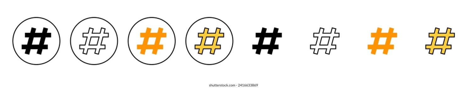 Hashtag icon set vector. hashtag sign and symbol