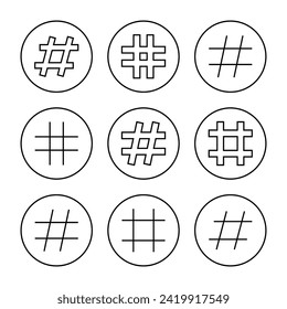 Hashtag icon set vector. hashtag sign and symbol