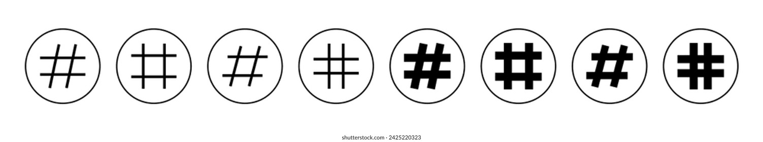 Hashtag icon set vector. hashtag sign and symbol