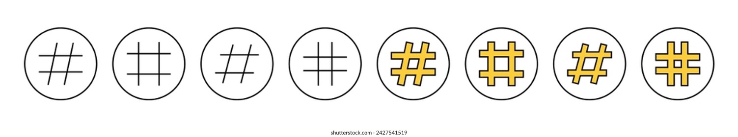 Hashtag icon set vector. hashtag sign and symbol