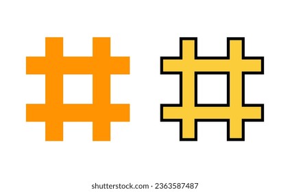 Icono de hashtag establecido para la aplicación web y móvil. signo de etiqueta y símbolo