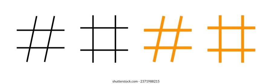 Icono de hashtag establecido para la aplicación web y móvil. signo de etiqueta y símbolo