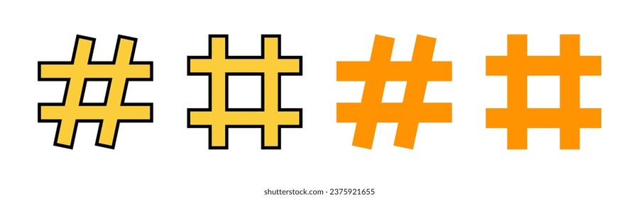 Hashtag-Icon-Set für Web- und Mobile-App. Hashtag-Zeichen und -Symbol