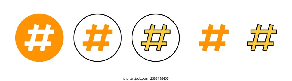 Icono de hashtag establecido para la aplicación web y móvil. signo de etiqueta y símbolo