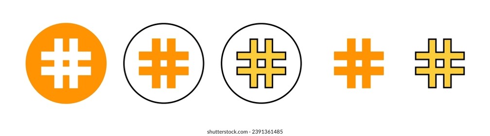 Icono de hashtag establecido para la aplicación web y móvil. signo de etiqueta y símbolo