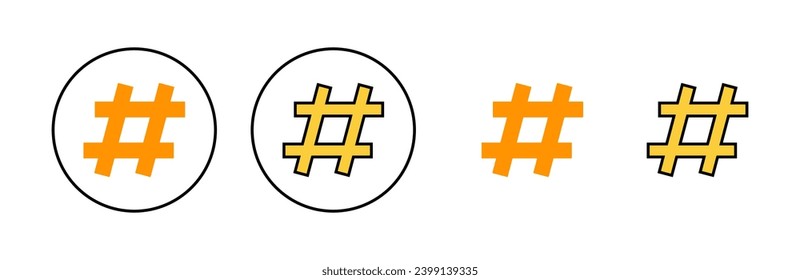 Icono de hashtag establecido para la aplicación web y móvil. signo de etiqueta y símbolo