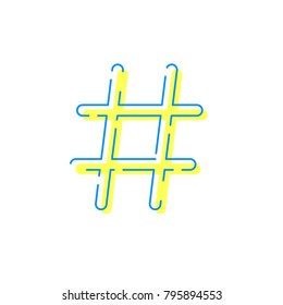 Hashtag icon for social network or internet application. Vector hashtag glitch isolated symbol on white background