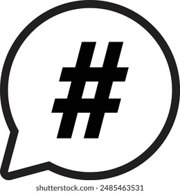 Hashtag icon in speech bubble isolated on white background . Hashtag icon vector