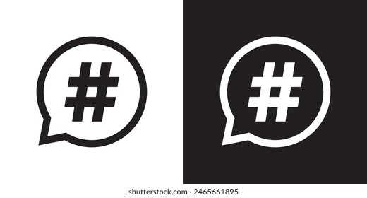 Hashtag icon in speech bubble. Social media element