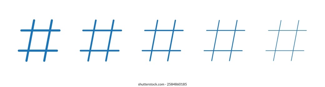 Hashtag icon Symbol collection thin outline set